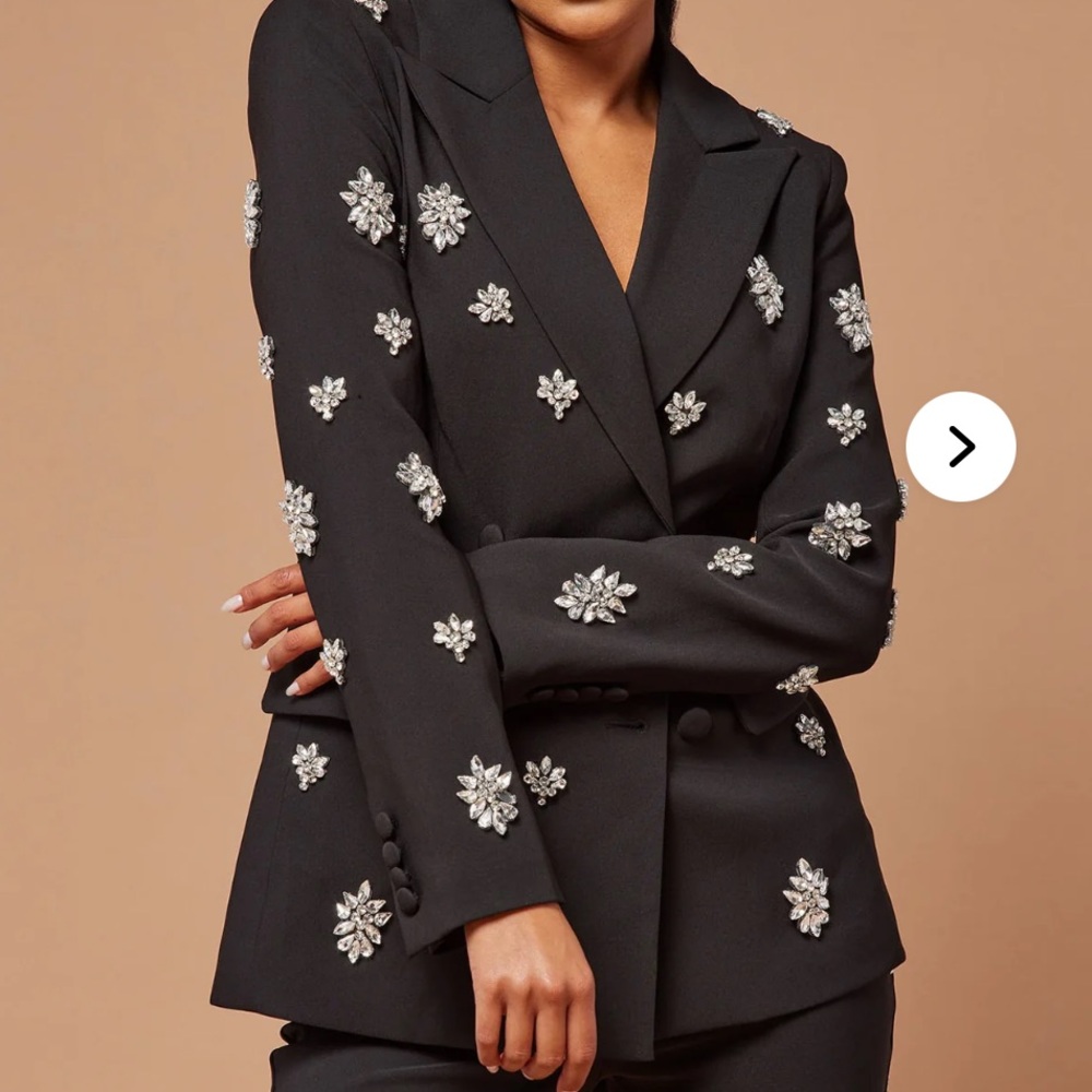 Elegant Black Blazer with Silver Accents